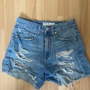 Garage Light Blue Ripped Jean Shorts
